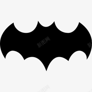 蝙蝠的黑色形状张开翅膀的图标图标