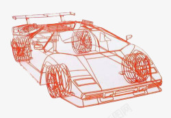 灰红色赛车线框模型素材