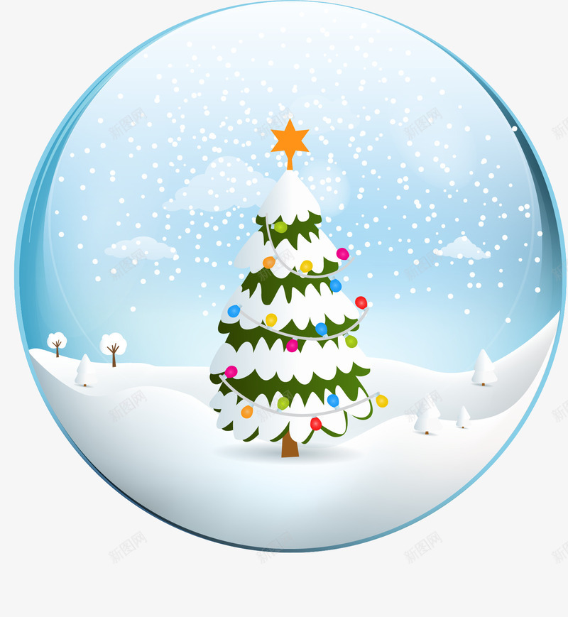 圣诞树png免抠素材_新图网 https://ixintu.com 圆圈 圣诞树 水晶球