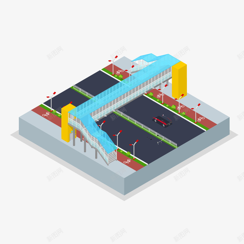 城市立交桥立体3D地标建筑png免抠素材_新图网 https://ixintu.com 卡通装饰 城市立交桥 城市立交桥立体3D地标建筑矢量素材免费下载 手绘立交桥 立体立交桥卡通设计 简约3D立交桥模型