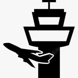 机场塔台飞机和机场塔台图标高清图片
