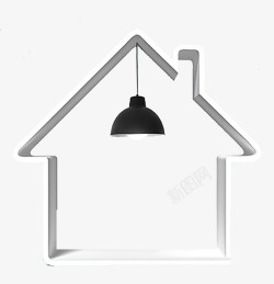 带吊灯的房屋标志符号素材