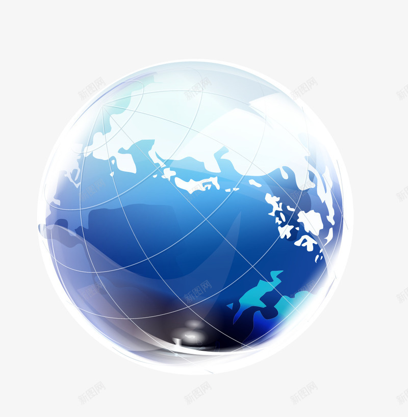 蓝色发光的圆形地球球体模型png免抠素材_新图网 https://ixintu.com 发光 圆形 地球 球体模型 蓝色