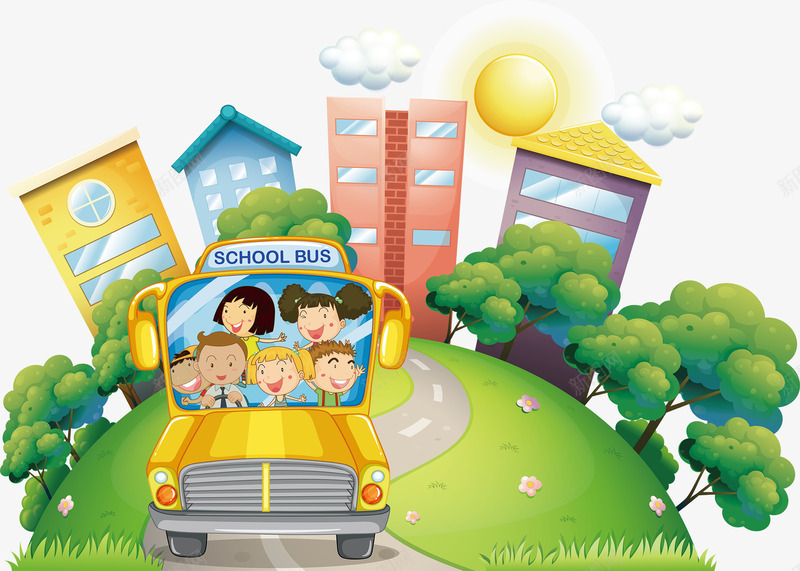 幼儿园上学去啦png免抠素材_新图网 https://ixintu.com 坐车去幼儿园 学前班 小汽车 幼儿园