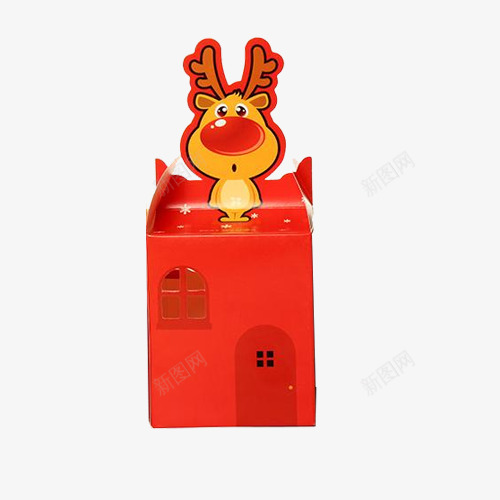 红色小鹿平安果包装盒png免抠素材_新图网 https://ixintu.com 包装礼盒 平安果包装盒 正方形 水果 红色小鹿 苹果