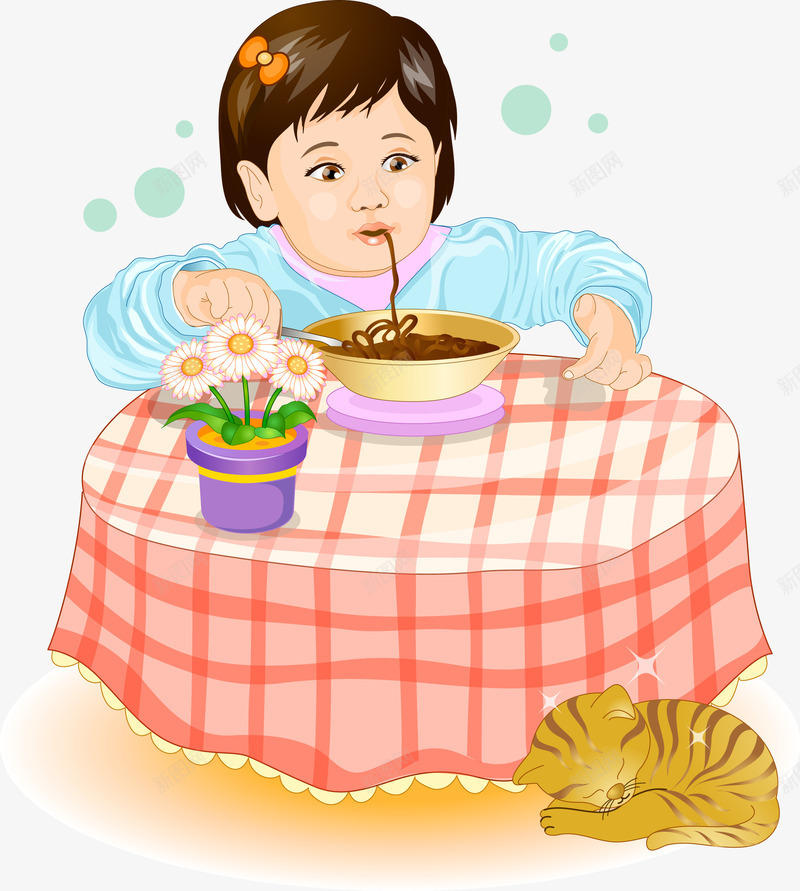 吃饭的女生矢量图ai免抠素材_新图网 https://ixintu.com 健康 卡通 吃饭 有吃美女 矢量图 面条