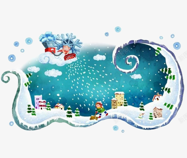 天空下雪啦png免抠素材_新图网 https://ixintu.com 下雪 冬季 卡通 天气 白色 铲雪