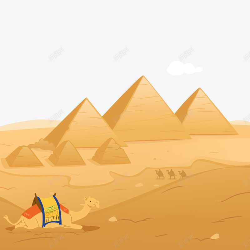 埃及沙漠png免抠素材_新图网 https://ixintu.com 旅游 金字塔 骆驼 黄色