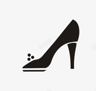 简笔黑白高跟鞋图标png_新图网 https://ixintu.com 简笔 素材 高跟鞋 黑白