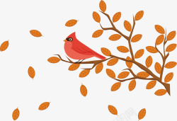 树枝上的红色小鸟素材