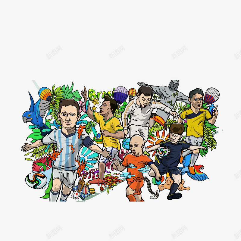 卡通世界杯足球赛的狂欢png免抠素材_新图网 https://ixintu.com 一群狂欢的人 一群狂欢的人嗯 巴西世界杯 狂欢的球员 直接被足球赛