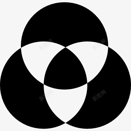 圈重叠的黑色和白色的图标png_新图网 https://ixintu.com 圆形 圈 形状 重叠的 重叠的圆圈 黑色和白色的