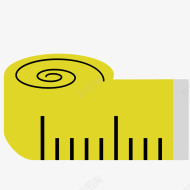 黄色扁平化圆弧尺子元素矢量图图标图标