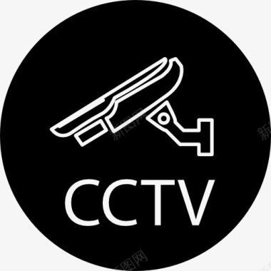 CCTV监控摄像机在一个圆圈图标图标