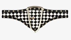 黑白棋盘格纹金属铆钉腰带素材
