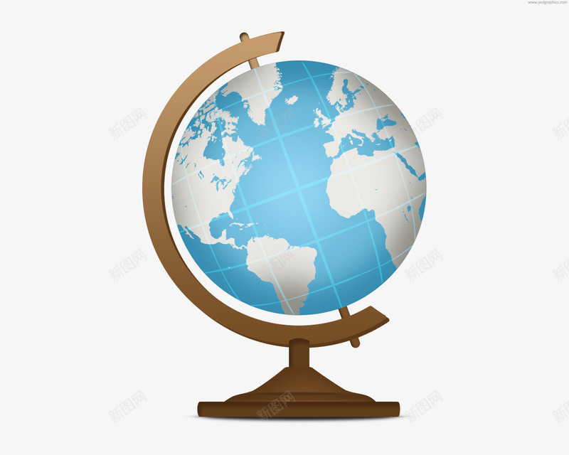 地球仪图标png_新图网 https://ixintu.com 图标 地球仪 模型 白蓝色
