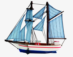 帆船摆件蓝色的帆船模型高清图片