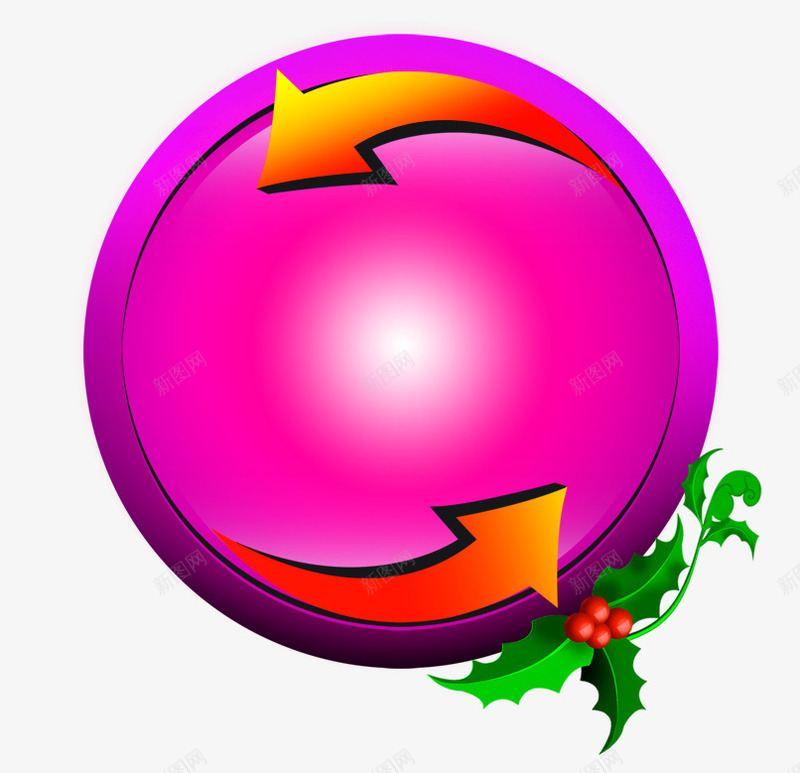 粉红色圆圈图案png免抠素材_新图网 https://ixintu.com 图案 圆圈 箭头 粉红色 绿叶