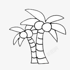 黑白椰子树卡通椰子树高清图片