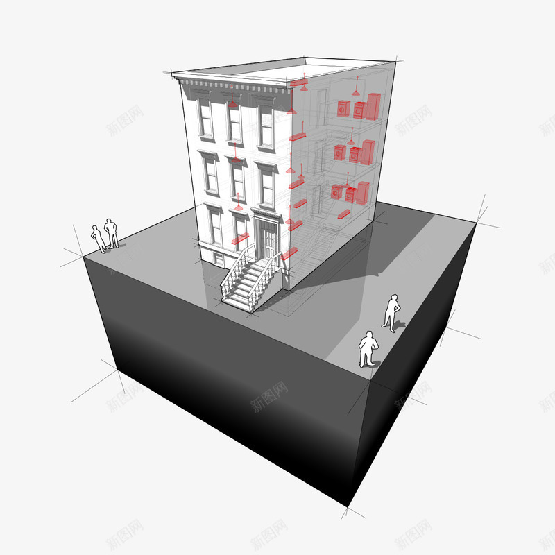 建筑模型示意图png免抠素材_新图网 https://ixintu.com 建筑工人 建筑模型 样板房 模型楼