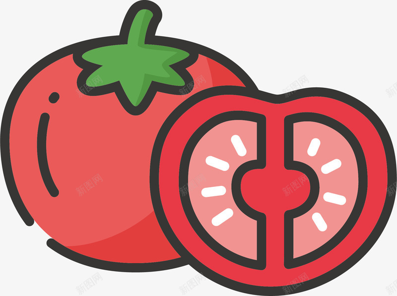 红色西红柿标图标png_新图网 https://ixintu.com 健康 扁平化 矢量图案 简约装饰 红色底纹 西红柿
