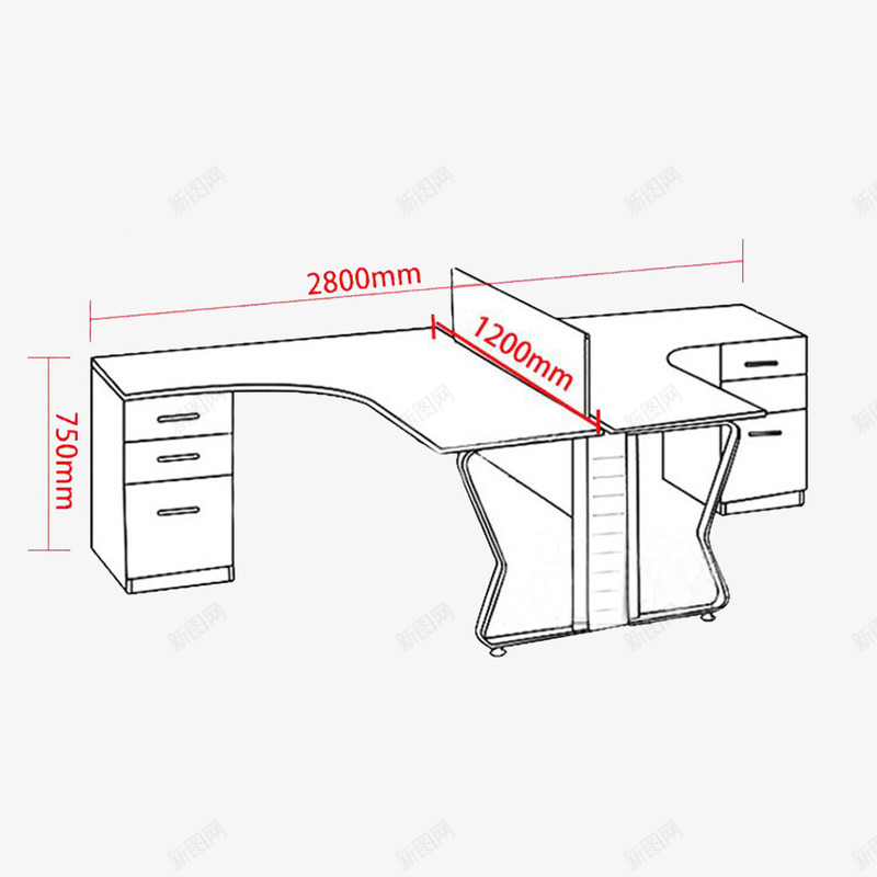 二人位组合屏风办公桌png免抠素材_新图网 https://ixintu.com 二人位办公桌 办公桌免抠图 办公桌黑白线稿图 员工卡座 时尚隔断员工位办公桌 桌子平面图 组合屏风办公桌