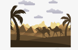 埃及沙漠金字塔骆驼矢量图素材