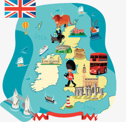 英格兰卡通英国地图高清图片