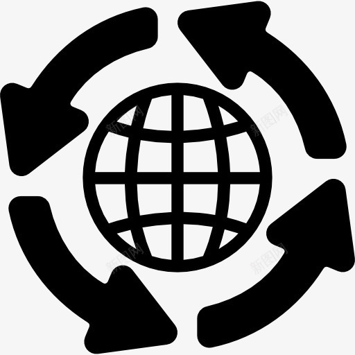 全球分布的网格符号与箭头圈图标png_新图网 https://ixintu.com 世界 全球分布 商业 国际 圆圈 箭头 网格 象征