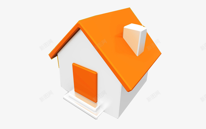 别墅模型png免抠素材_新图网 https://ixintu.com 一个房子 别墅 房子模型 橙色屋顶 迷你房子