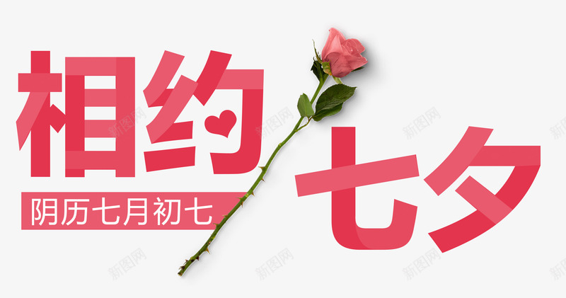 相约七夕艺术字粉玫瑰装饰png免抠素材_新图网 https://ixintu.com 七月初七 玫瑰花 相约七夕 相约七夕艺术字 粉玫瑰装饰