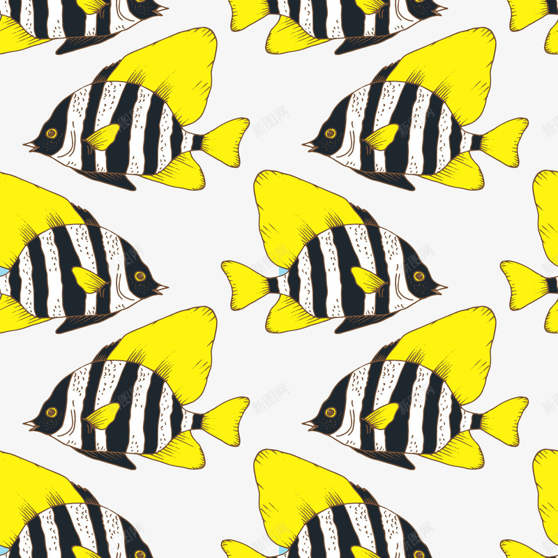 卡通珊瑚鱼png免抠素材_新图网 https://ixintu.com 小鱼 海鲜 珊瑚鱼 背景装饰 黄色 黑白条纹