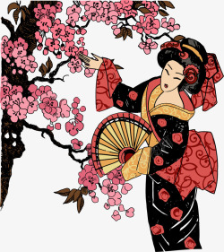 日本艺妓素材卡通日本艺妓矢量图高清图片