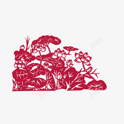 荷花psd免抠素材_新图网 https://ixintu.com 剪纸 植物 花卉 荷花