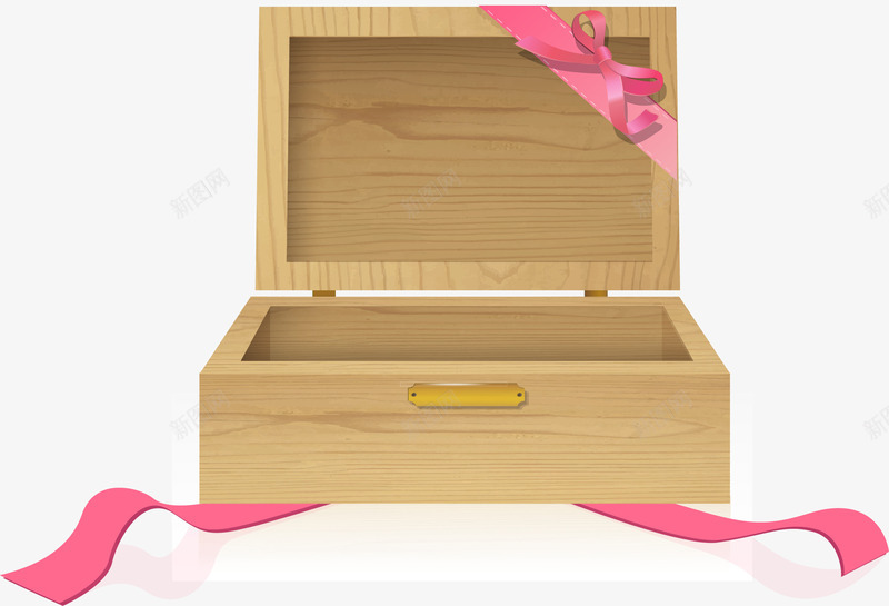 手绘打开的木盒png免抠素材_新图网 https://ixintu.com 手绘 打开的木盒 礼物 礼盒 粉色蝴蝶结 精美木质礼盒