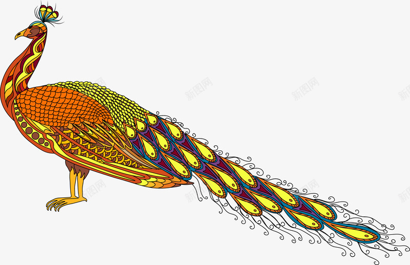 彩色孔雀模型png免抠素材_新图网 https://ixintu.com 孔雀 彩色 模型 绘画