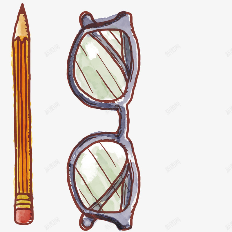 太阳镜png免抠素材_新图网 https://ixintu.com 墨镜 学习用品 手绘 模型 眼镜 铅笔