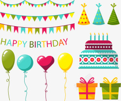 生日气球与蛋糕素材