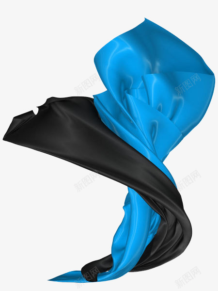 蓝色和黑色丝绸风布png免抠素材_新图网 https://ixintu.com 丝绸 亮光 光泽 实物 布绸 弯曲 抽象 艺术 蓝色和黑色丝绸风布 飘动