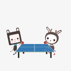 乒乓友谊赛卡通打乒乓球友谊赛高清图片