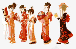 日本穿着的男女穿着和服的日本女孩高清图片