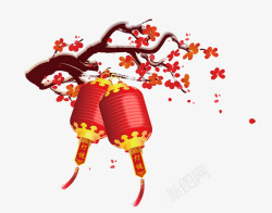 中国风手绘红色灯笼素材
