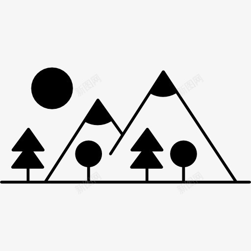 山边的树木制成的不同形状图标png_新图网 https://ixintu.com 山 形状 性质 树 灌木丛