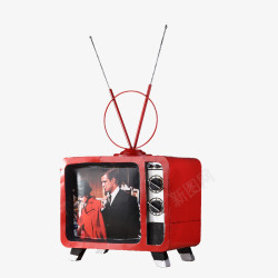美式电视机复古红色电视机模型高清图片