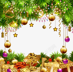 松枝和圣诞球图片圣诞节精美挂饰背景高清图片