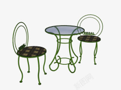 四脚桌椅圆形桌椅模型高清图片