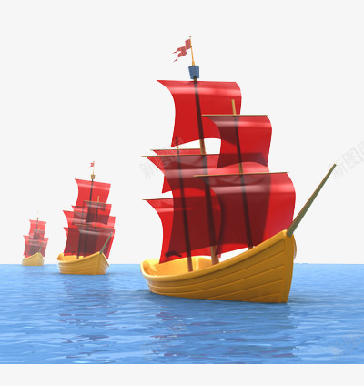 帆船远航模型png免抠素材_新图网 https://ixintu.com 帆船 模型 红色 航海