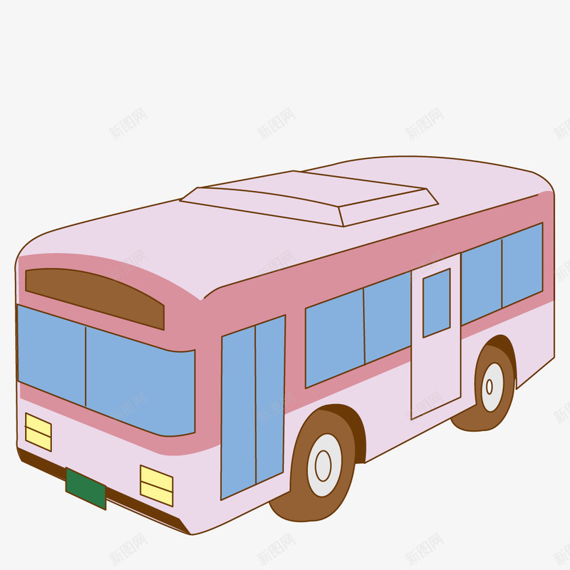 卡通版粉色的公交车png免抠素材_新图网 https://ixintu.com 交通 公交车 卡通手绘 汽车 粉色汽车 装饰图 车辆