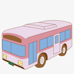 粉色车辆背景卡通版粉色的公交车高清图片