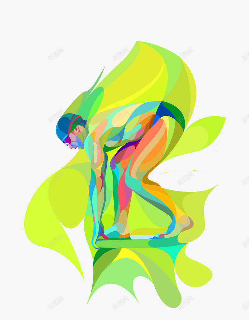 彩绘准备跳水的运动员png免抠素材_新图网 https://ixintu.com 健康 准备跳水的运动员 彩绘图案 运动